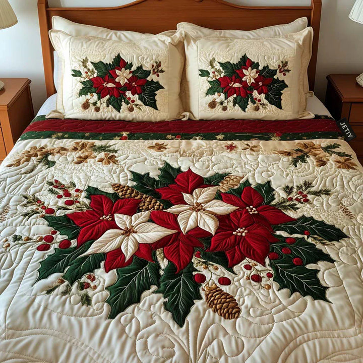 3 részes steppelt ágynemű - Poinsettia varázsa